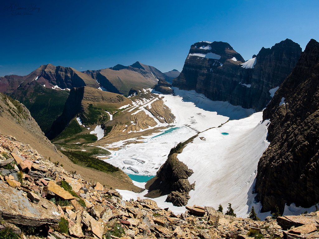 Dos 150 glaciares da área, atualmente restam menos de 25. Na foto o glaciar Grinnell | Foto: Sathish J