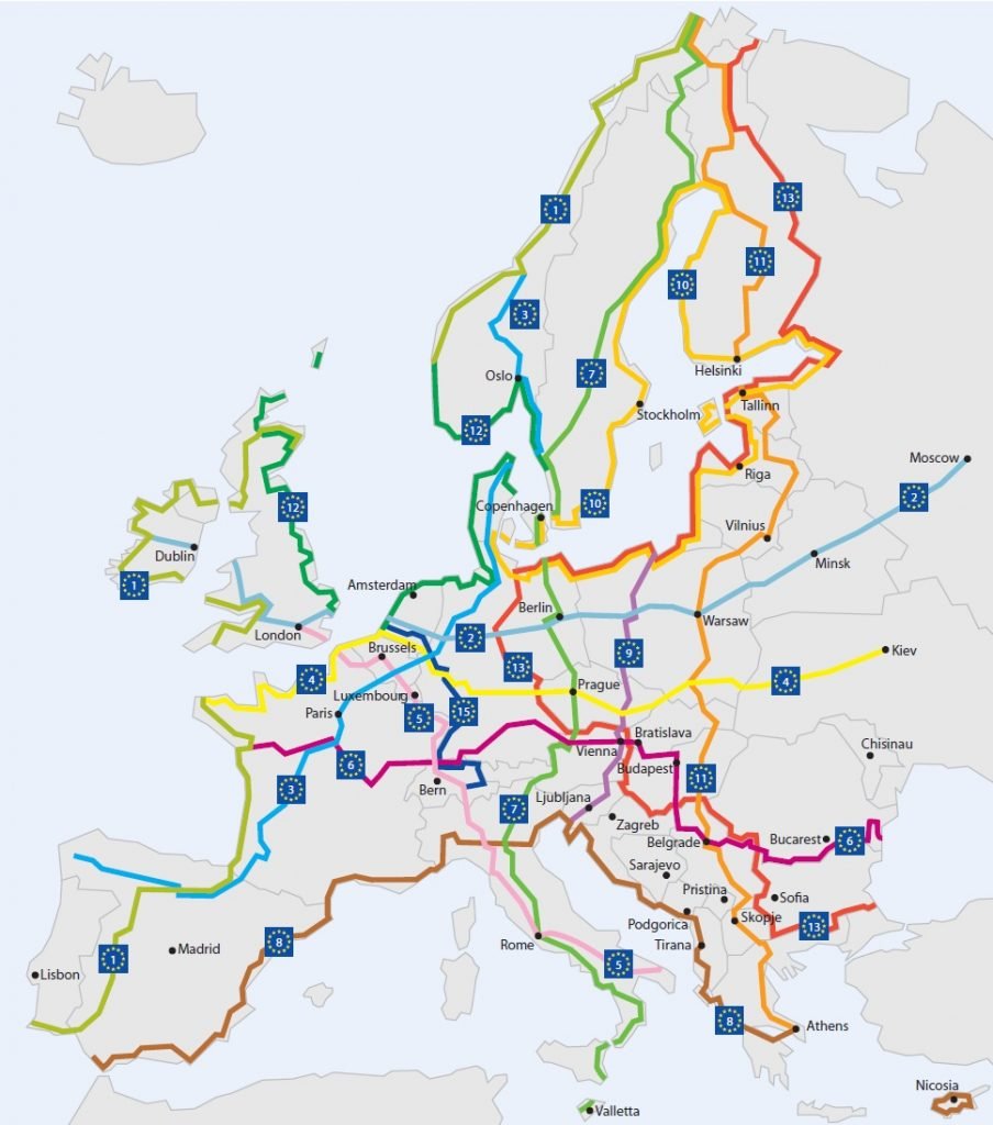 As 15 rotas da EuroVelo