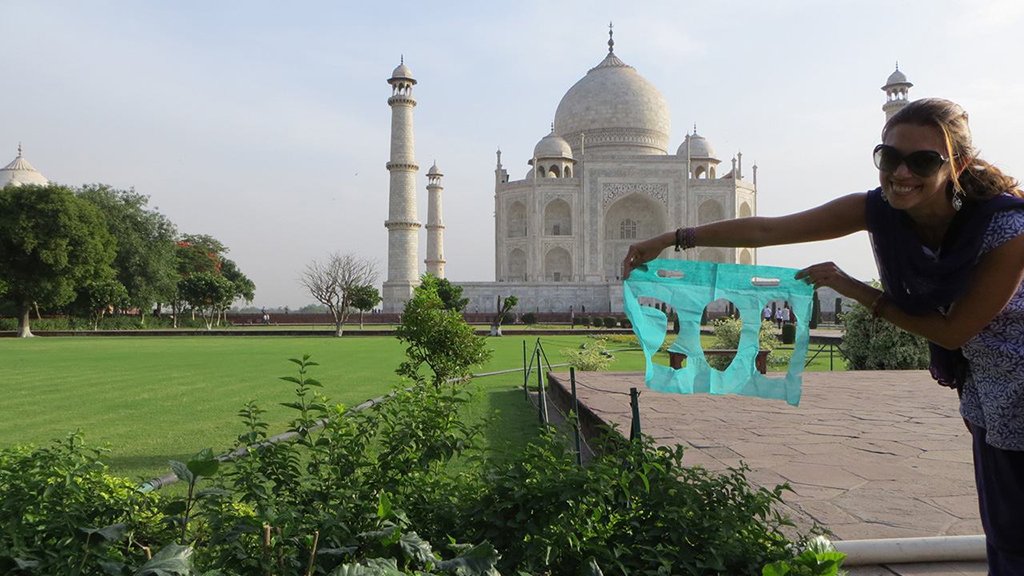 No 200º da viagem ela estava na Índia e registrou essa imagem no Taj Mahal | Foto: Arquivo pessoal.
