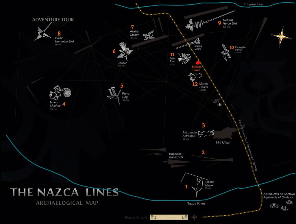 Mapa das Linhas de Nazca - Fonte: Mysteryperu.com