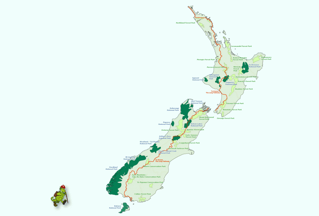 Mapa da Te Araroa Trail - Clique para ampliar - Arte: Traildino