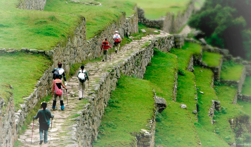 Viajantes caminham pelas ruínas | Foto: Eduardo Zárate.