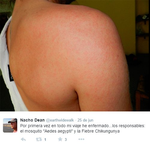 Em junho, em Oaxaca, no México, a primeira enfermidade da viagem: Febre chikungunya | Foto: Reprodução/Twitter.