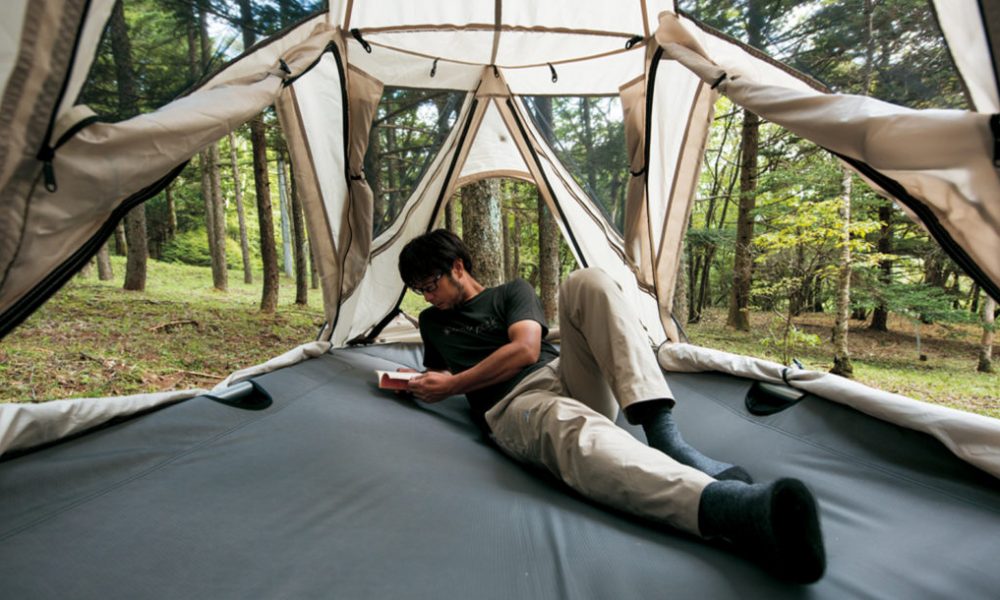 Snow Peak Sky Nest Tent lounging 1020x610