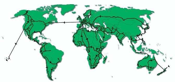 Mapa mostra viagens entre 1967 e 1973: 400.000Km de carona | Foto: Divulgação.