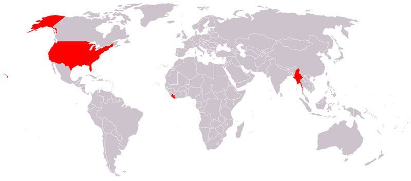 map of countires that use metric system vs imperial