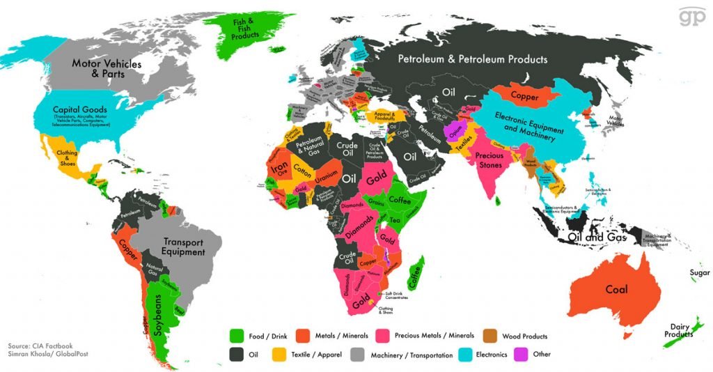 which export makes your country the most money map