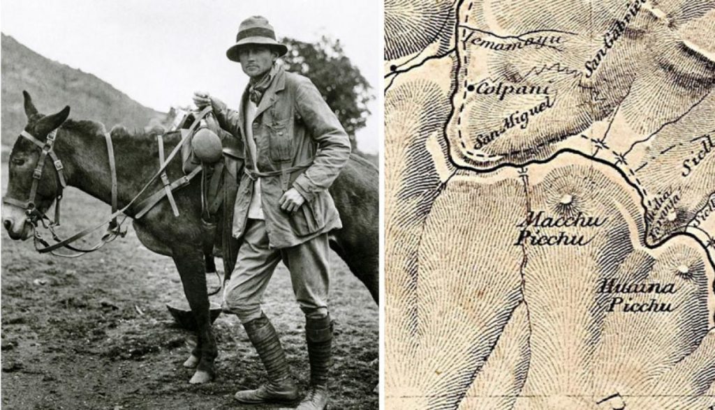 Hiram Bingham e o antigo mapa que mostra o cerro Machu Picchu - Foto:AFP