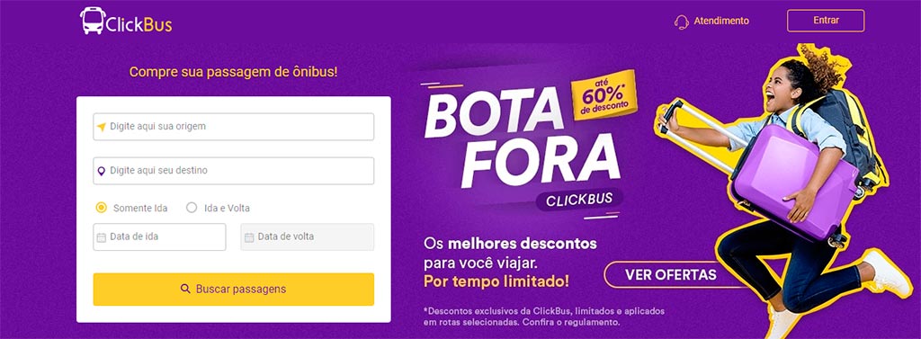 ClickBus oferece passagens de ônibus com descontos de até 60