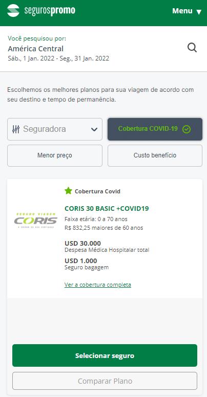 Cotação do Seguro Viagem Costa Rica
