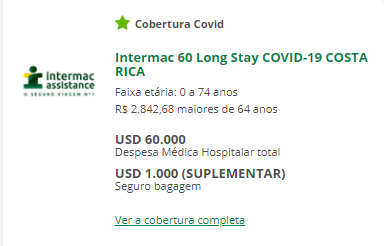 Seguro Viagem Costa Rica: Intermac 60 Long Stay COVID-19 Costa Rica