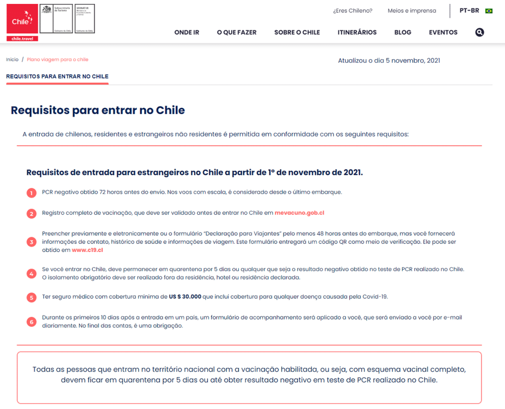 Contratação de um Seguro Viagem Chile é um dos requisitos de entrada no país | Foto: Reprodução.