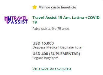 Seguro Viagem América do Sul: Travel Assist 15 Am. Latina +COVID-19