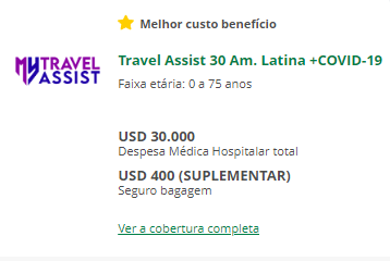 Seguro Viagem América do Sul: Travel Assist 30 Am. Latina +COVID-19
