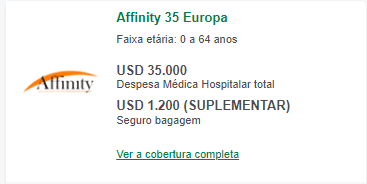 Seguro Viagem Alemanha: Affinity 35 Europa