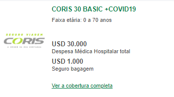 CORIS 30 BASIC COVID seguro viagem argentina