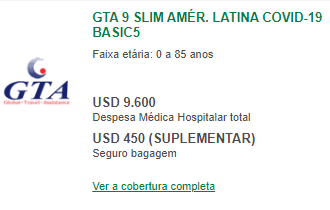 GTA 09 SLIM COVID seguro viagem argentina