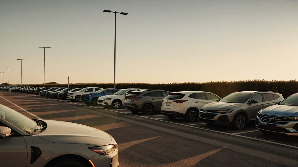 carros em vaga descoberta para longa permanência no estacionamento perto do aeroporto de Guarulhos