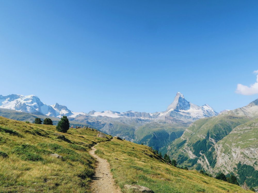Último viewpoint do Matterhorn rumo à cabana Europa Hut - Trekking Suiça.