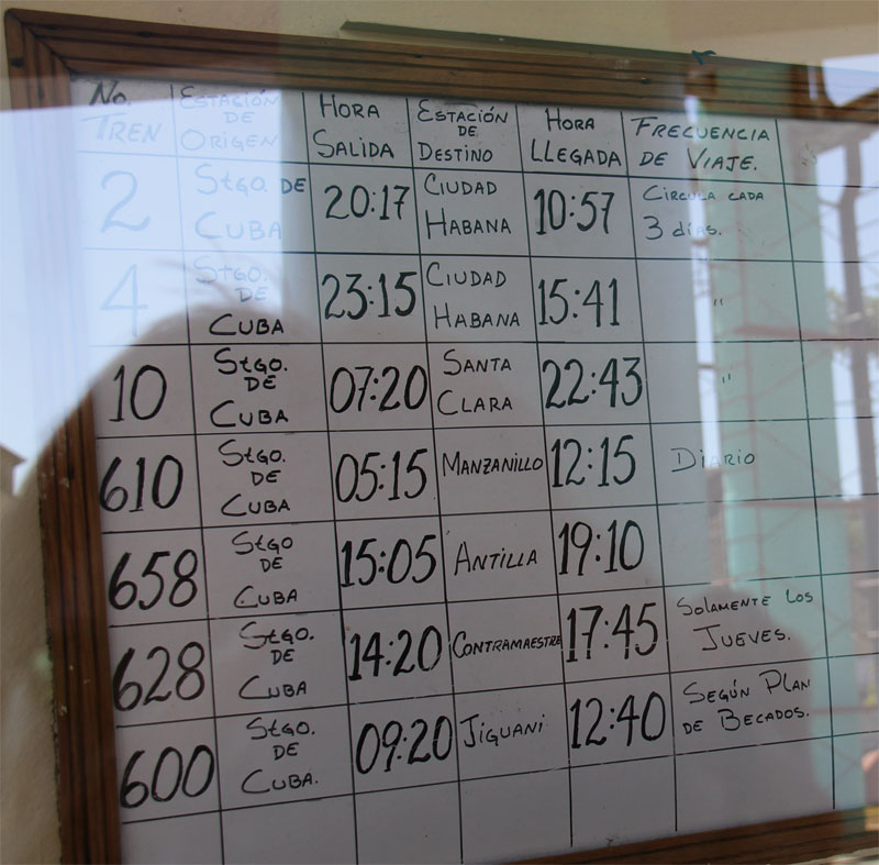 Horario de los trenes desde Santiago de Cuba