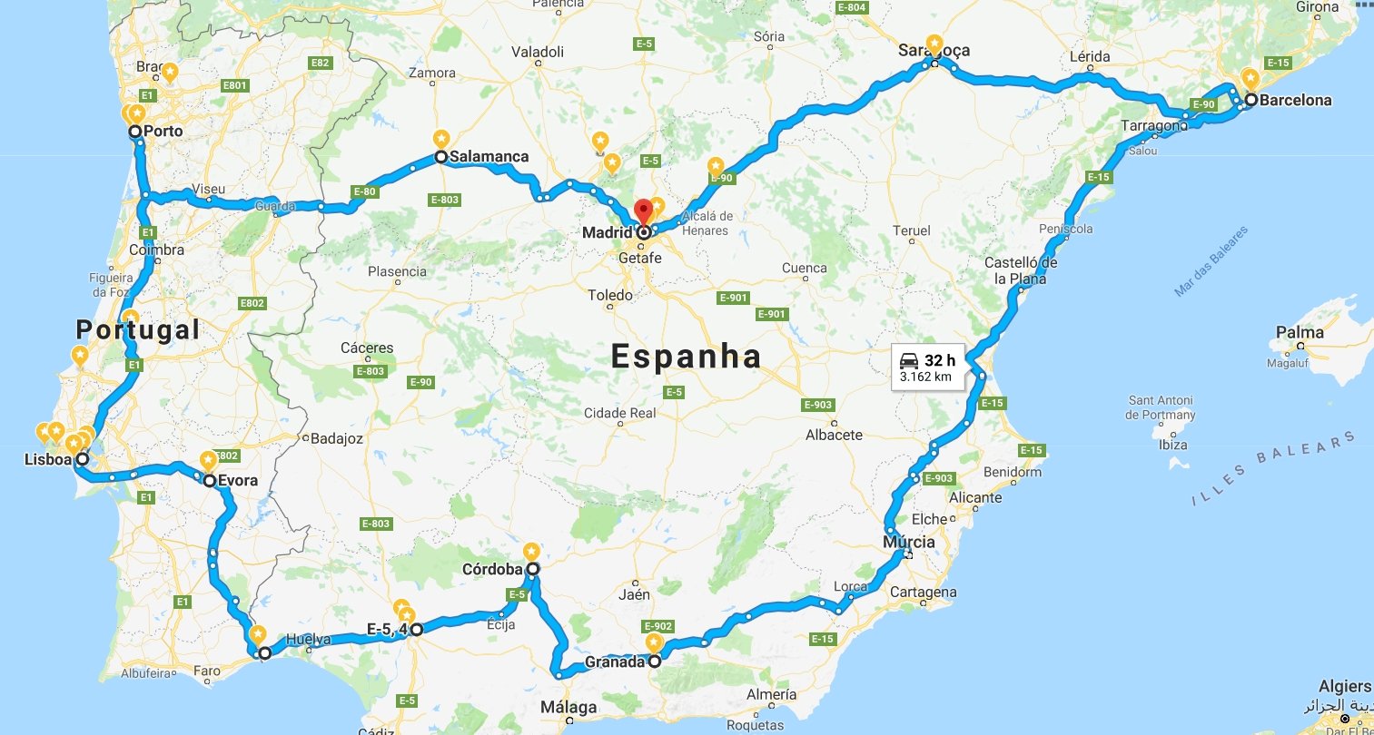 Visão Mais Detalhada Do Mapa De Espanha E Portugal Com As Ruas Das