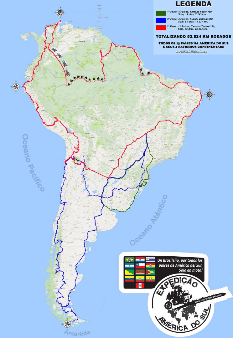 Expedição América do Sul, 13 países, de moto, solo e pouco dinheiro -  52.000 km - América do Sul - Posts 