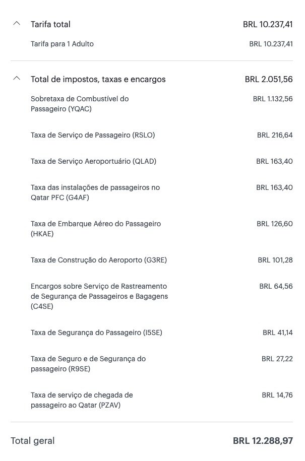 qatar airways brasil cobra iof?