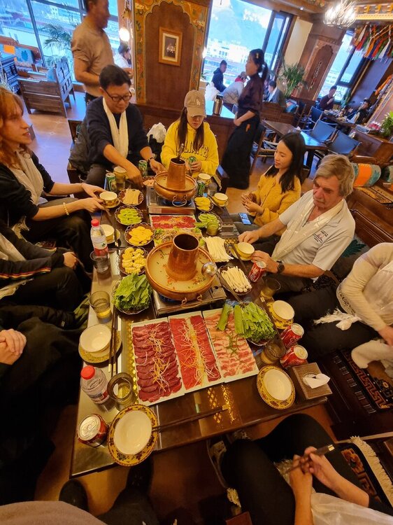Celebrating the start of the tour in Lhasa with a traditional hot pot dinner.jpg
